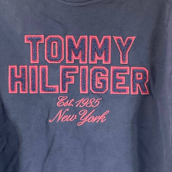 TOMMY HILFIGER Men's Navy Crewneck Slater Embroidered Logo Patch Sweatshirt SZ L - Picture 5 of 10